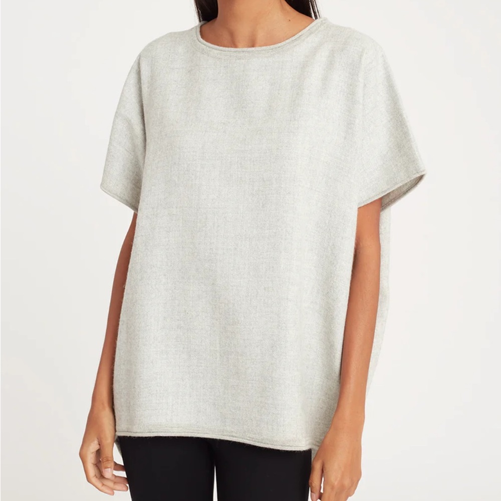 Cuyana Baby Alpaca Oversized Gray Short Sleeve Sweater